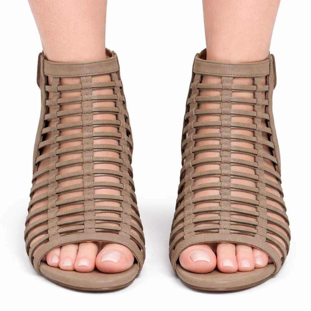 Mireimma Taupe Caged Gladiator Heels Size 10 | Block Heel Sandals | Brand New, - Picture 5 of 5